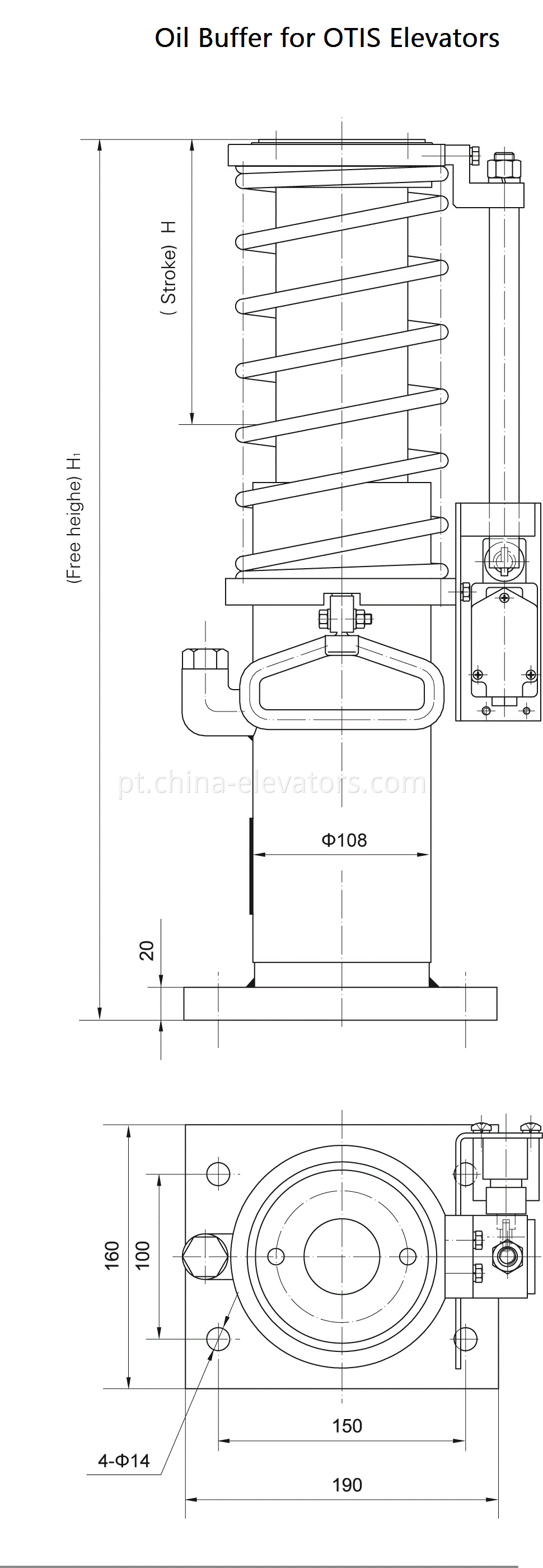 Tampão de óleo para elevadores OTIS Oil Buffer for OTIS Elevators